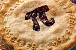 A pie with the number pi on it.