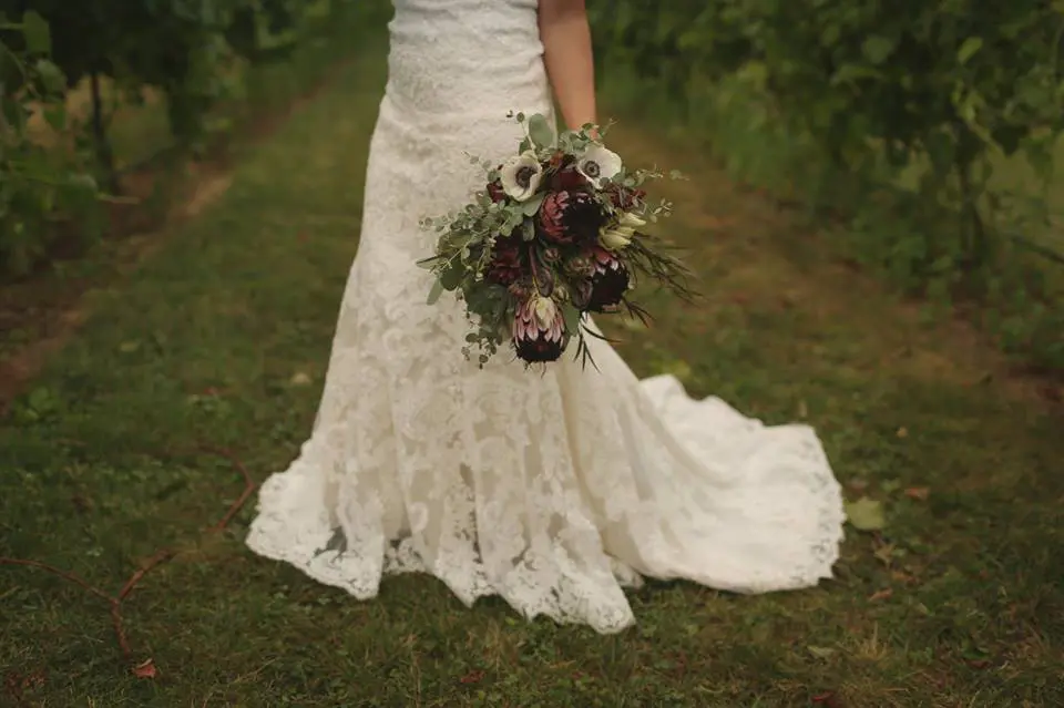A bride holding a bouquet