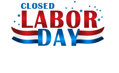 closed labor day poster and banner with flag