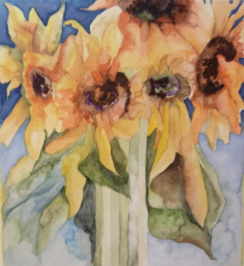 A painting of a beautiful flower in yellow color