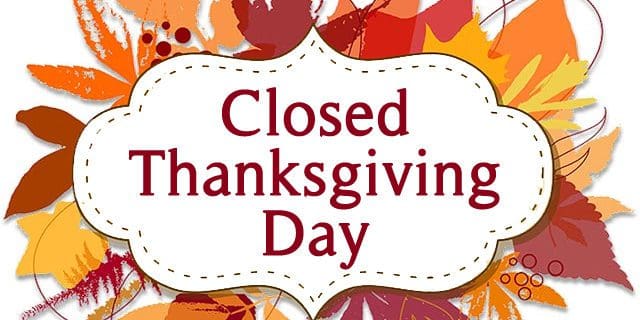Closed Thanks giving banner with abstract illustration
